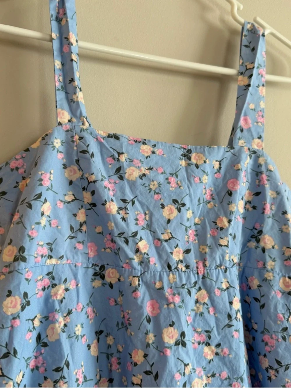 Anthropologie Blu Pepper Blue Preppy Floral A-Line Tie Back Cotton Sun Dress S - Picture 5 of 9